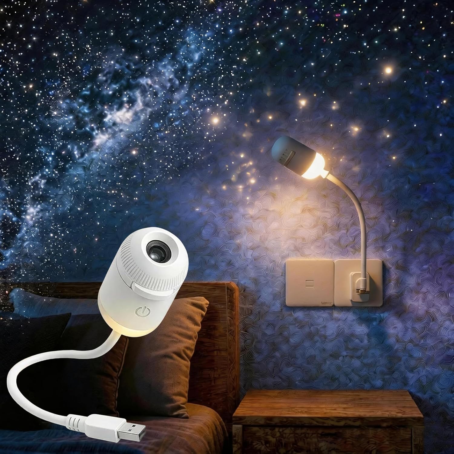 Mini Projector Portable - 2-in-1 Galaxy Projector Nachtlampje, USB Draagbare